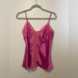Vintage La Senza Pink Lace Trim Satin Camisole